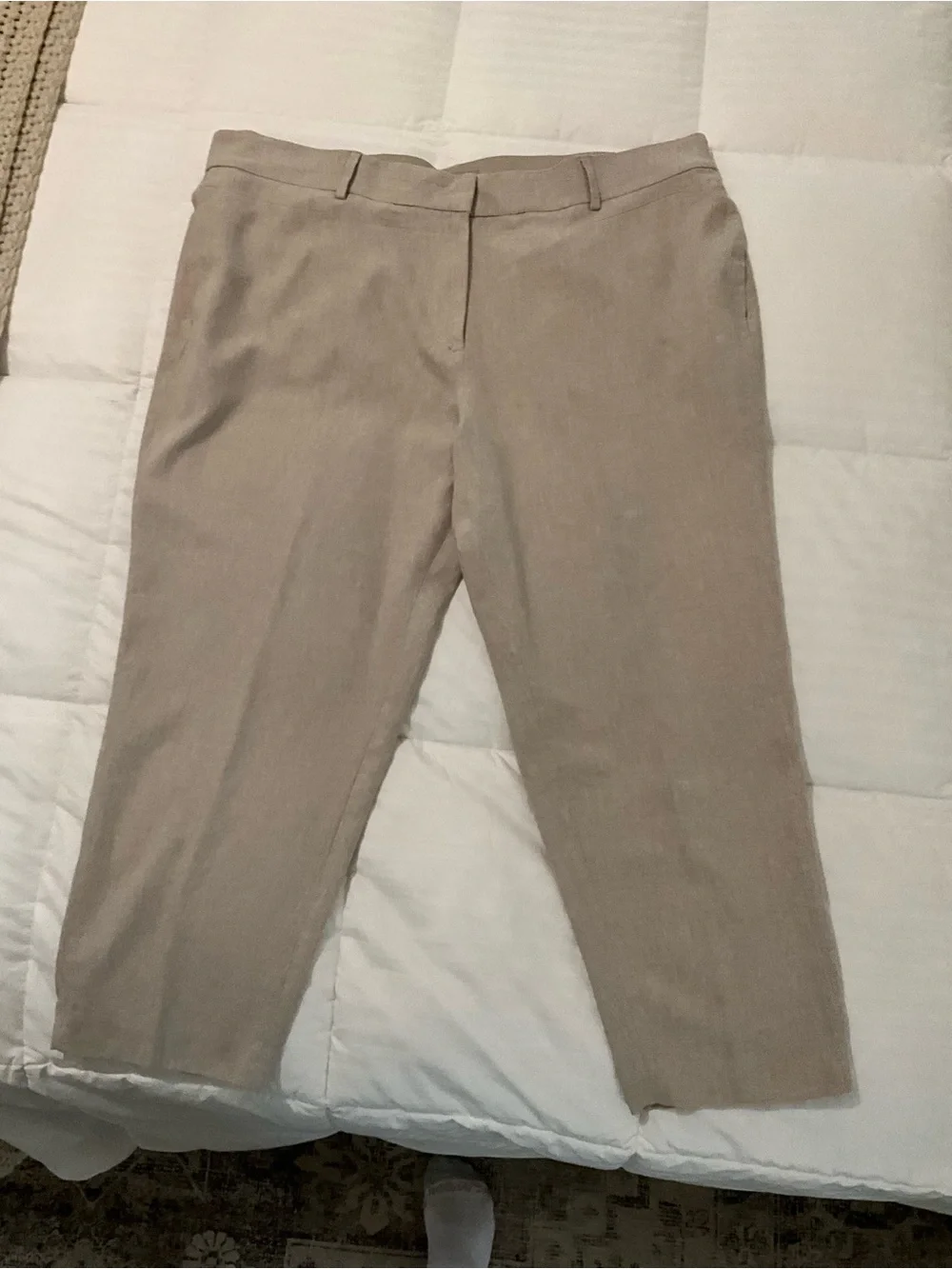 H&M Linen Blend Beige Taupe Ankle Pants Size 20 Plus Size Tailored Trousers